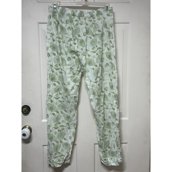 India Amory Floral Cotton Pajama Set Long Sleeve Button LRG 2 Piece Boho Coastal - Picture 10 of 11